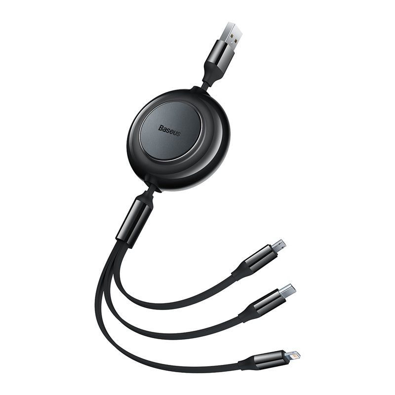 Baseus Bright Mirror 2 Series Retractable 3-in-1 Fast Charging  Data Cable  Black