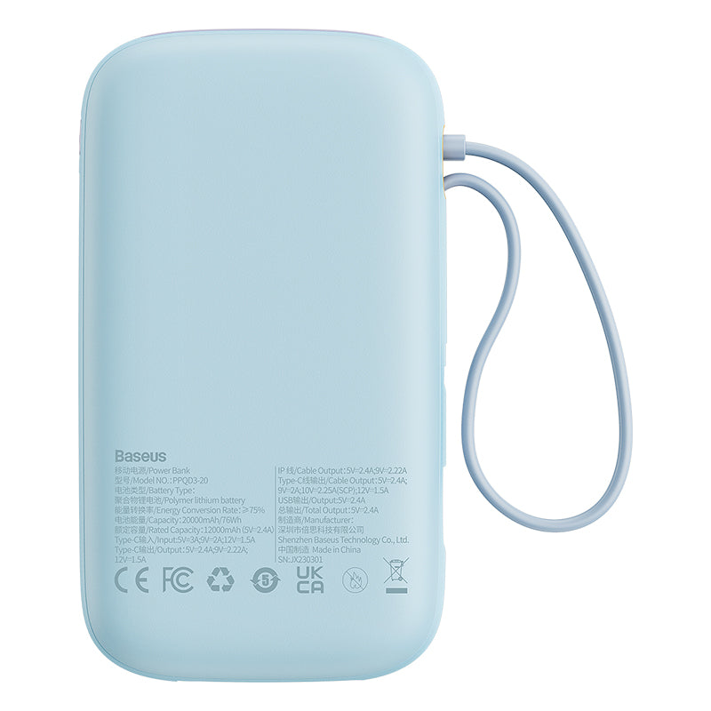 Baseus Qpow2 10K 22.5W Dual-Cable Digital Display 3-Port Power Bank