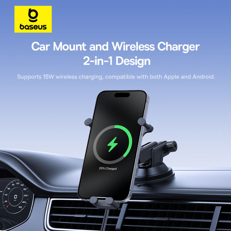 Baseus Stable Gravitational Wireless Charging Car Mount Pro 15W Cluster Black