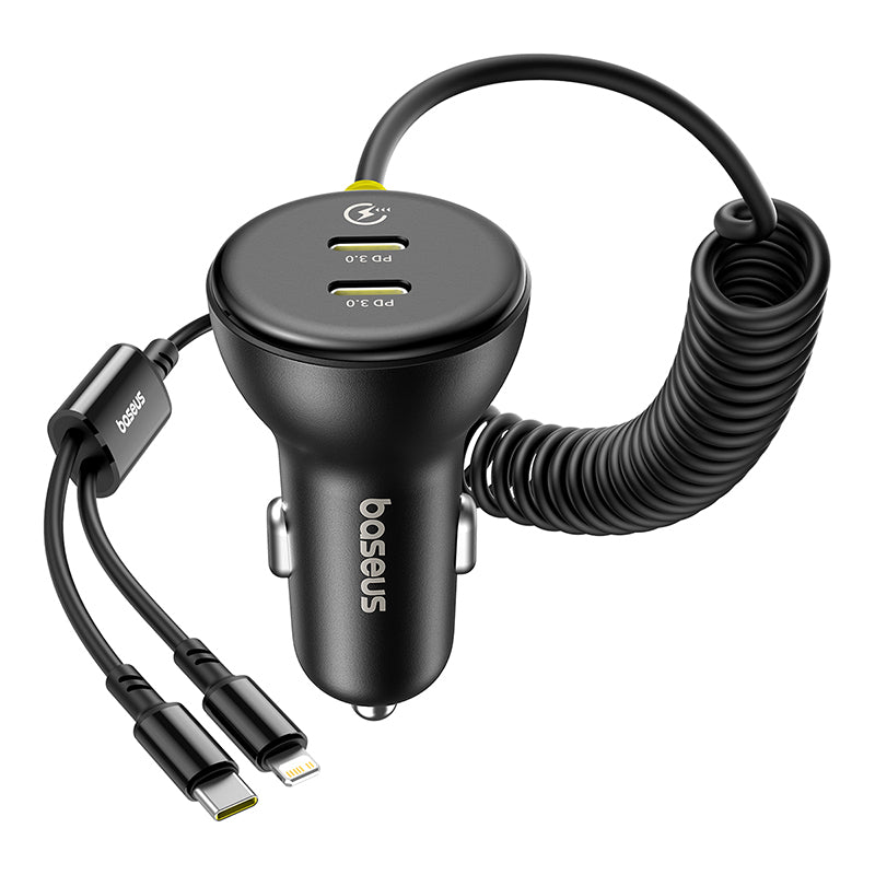 Baseus 4-in-1 90W Multi-Port Car Charger (Triple Type-C + Lightning | PD QC Fast Charging Adapter)