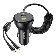 Baseus 4-in-1 90W Multi-Port Car Charger (Triple Type-C + Lightning | PD QC Fast Charging Adapter)