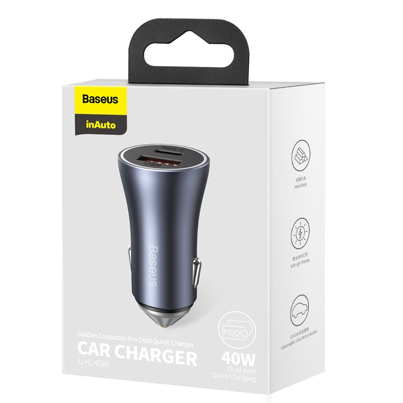 Baseus Golden Contactor Pro Car Charger (Dark Gray) - C+A