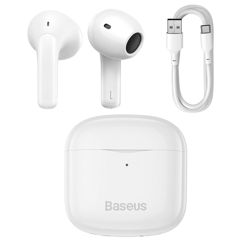 Baseus E3 Wireless Bluetooth 5.0 TWS Earbuds Earphones Waterproof IP64-White