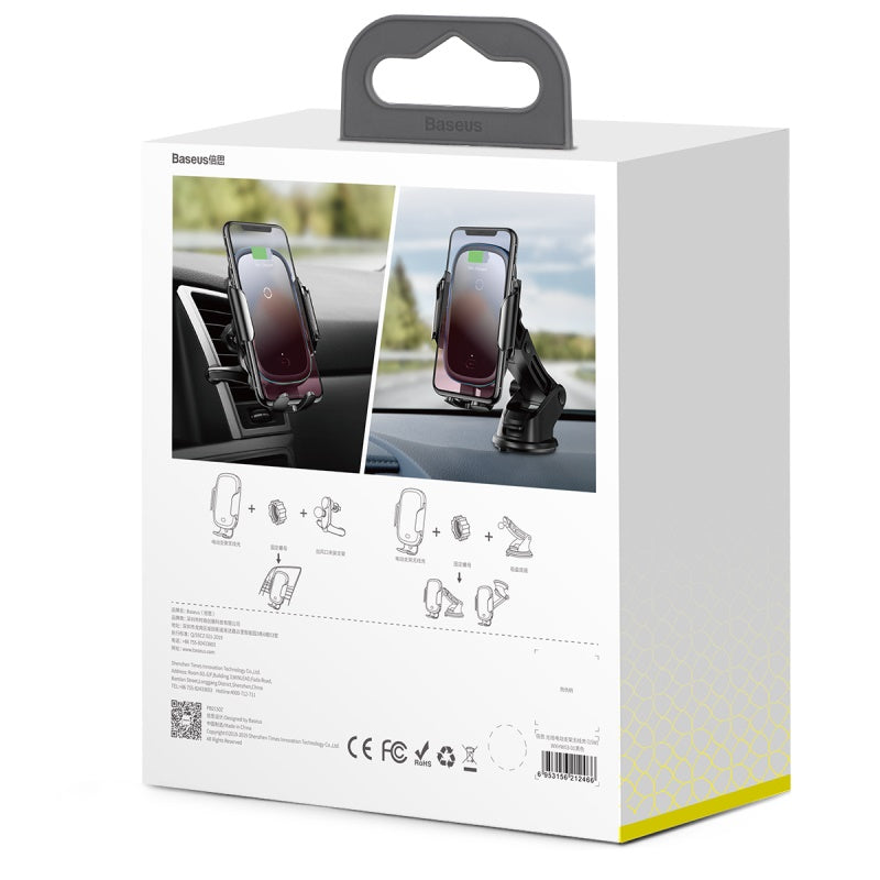 Baseus Light Electric Holder Wireless Charging Car Mount 15W (Qi) Black