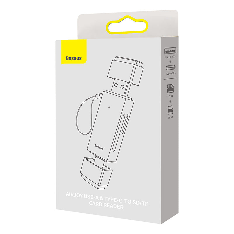 Baseus Lite Series USB-A & Type-C to SD/TF Card Reader -Dark Gray