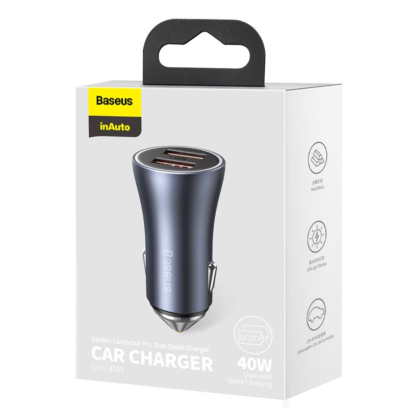 Baseus Golden Contactor Pro Car Charger (Dark Gray) - 2A