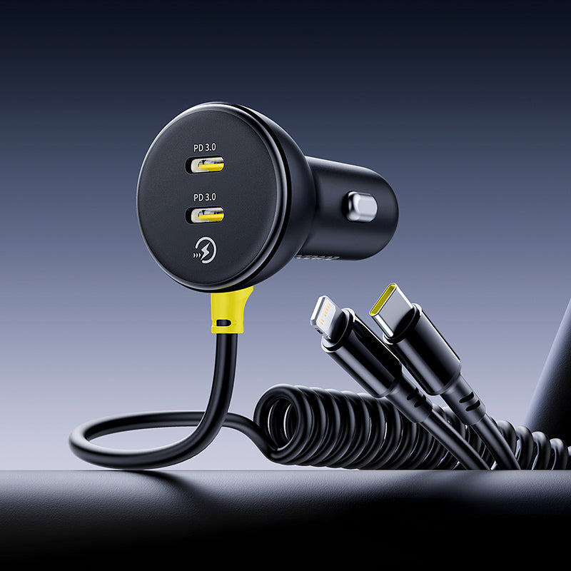 Baseus 4-in-1 90W Multi-Port Car Charger (Triple Type-C + Lightning | PD QC Fast Charging Adapter)