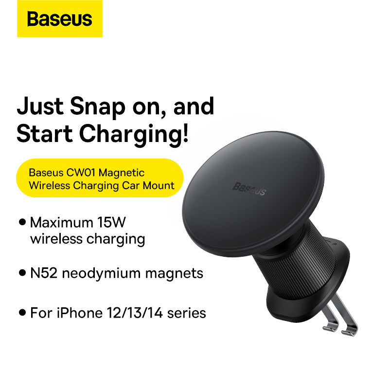 Baseus CW01 Magnetic Wireless Charging Car Mount Air Vent Version 15W Cluster Black