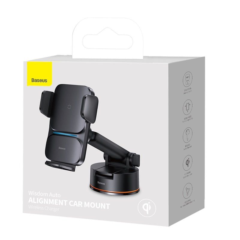 Baseus Wisdom Induction Charger Car Mount On The Dashboard (Suction Cup) -Black