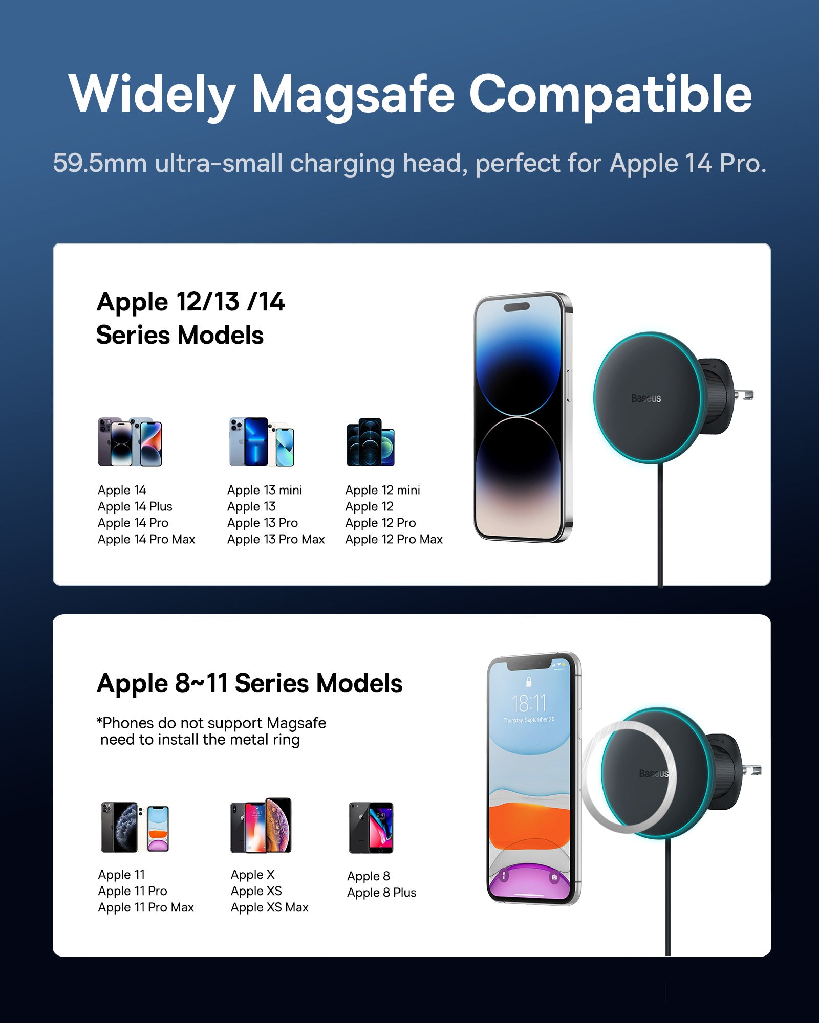 Basues CW01  Magnetic Wireless Charging Car Mount 40W Claw Edition Cluster Black