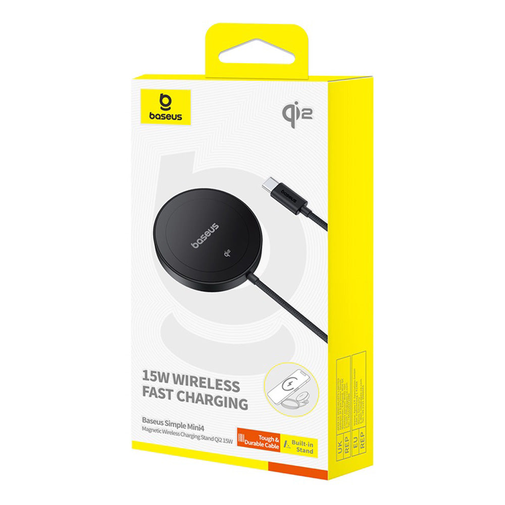 Baseus Simple Mini 4 Magnetic Wireless Charging Stand 15W (Qi2 Certified, Universal Explorer Edition – Cosmic Black)