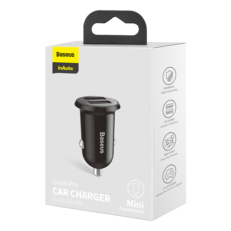 Baseus Grain Pro Car Charger (Black/White) - 2A