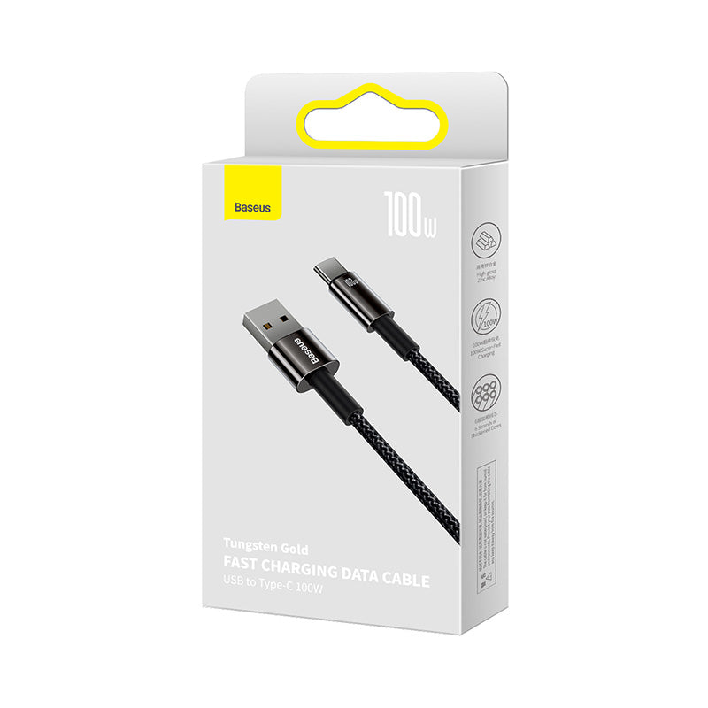 Baseus Tungsten Gold Fast Charging Data USB to Type-C Cable Black