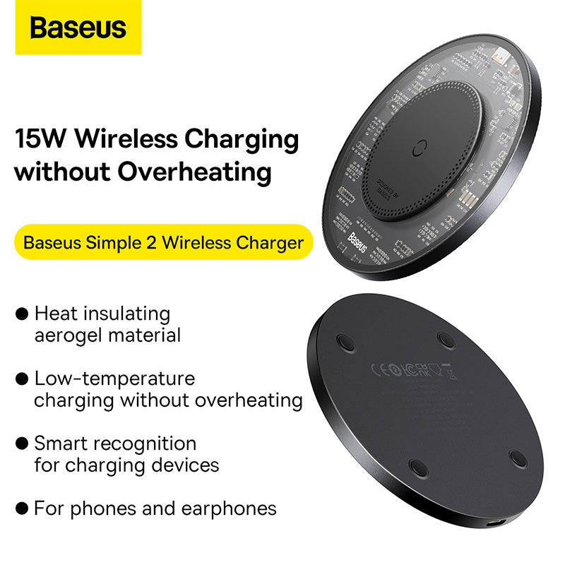 Baseus Simple 2 Wireless Charger With Cable 15W (Black)