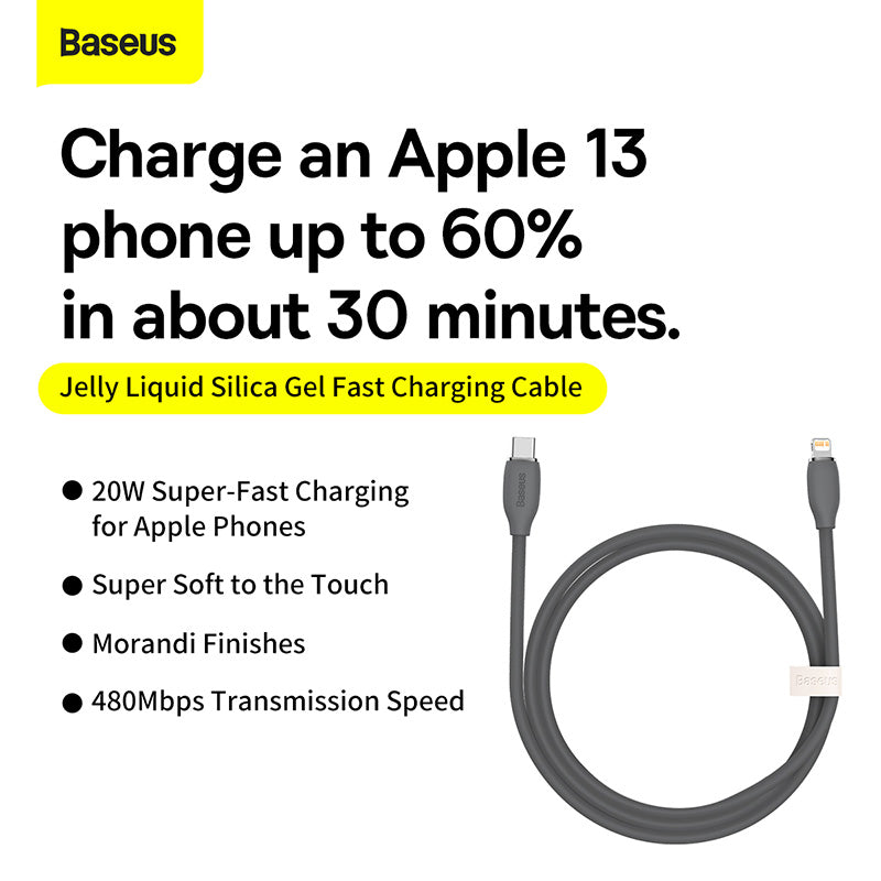 Baseus Jelly Liquid Silica Gel Type-C to Lightning Charging Cable 20W 1.2M
