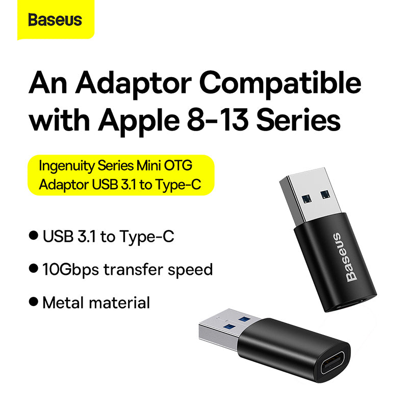 Baseus Ingenuity Series Mini OTG Adaptor USB 3.1 to Type-C  Black