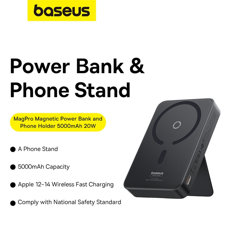 Baseus MagPro 5K 20W Wireless Charging Power Bank with Bracket