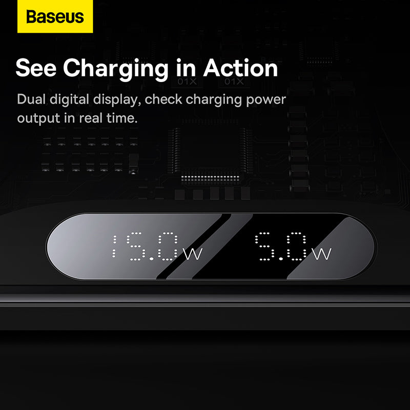 Baseus Digital LED Display 2in1 Wireless Charger 20W Black Universal version