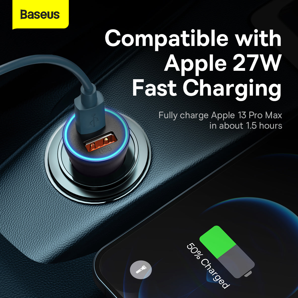 Baseus Golden Contactor Max 60W USB-C + USB-A Dual-Port Car Charger