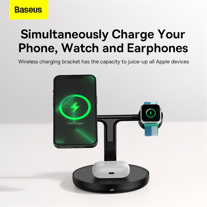 Baseus Swan 3-in-1 Magnetic Wireless Charging Station (Black)