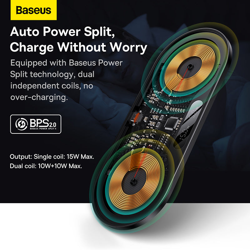 Baseus Digital LED Display 2in1 Wireless Charger 20W Black Universal version
