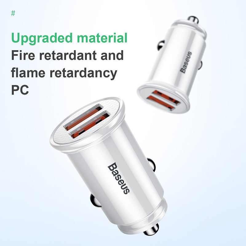 Baseus Circular Plastic A+A 30W Dual QC3.0 Quick Car Charger Black