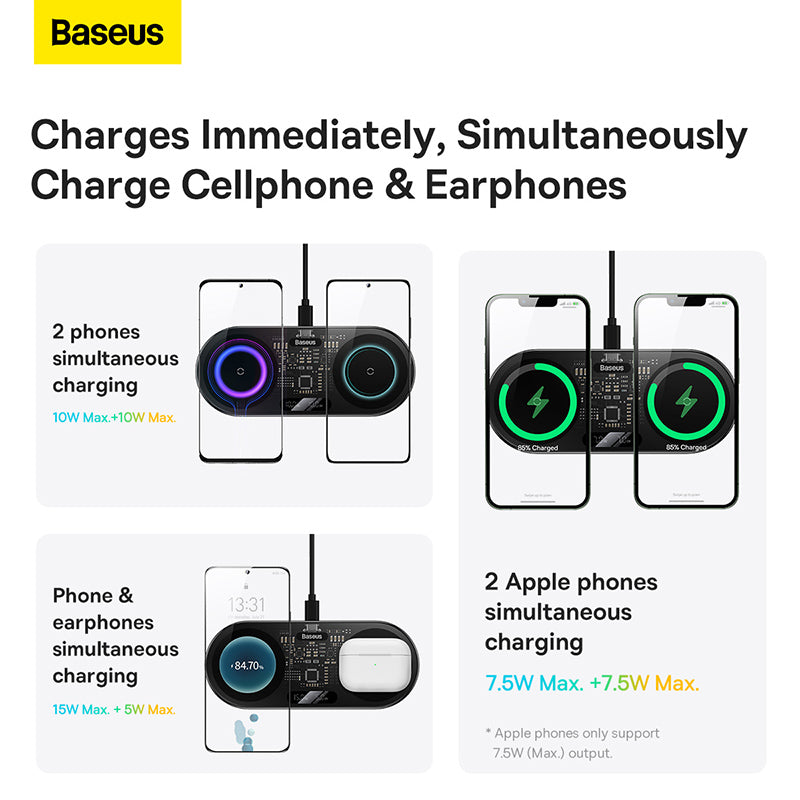 Baseus Digital LED Display 2in1 Wireless Charger 20W Black Universal version