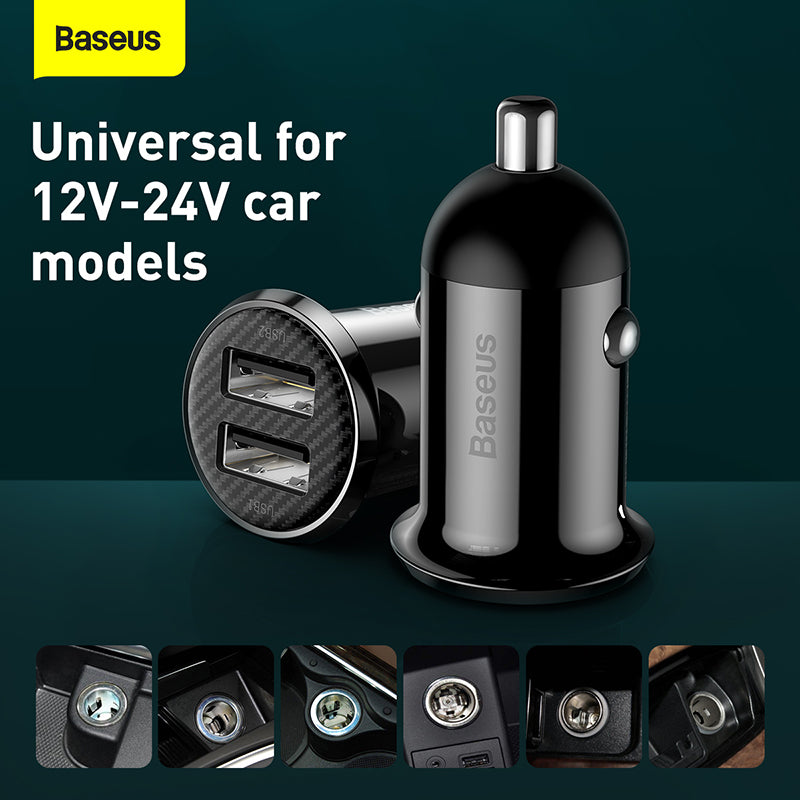 Baseus Grain Pro Car Charger (Black/White) - 2A