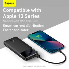 Baseus Bipow 10K 15W 4-Port Power Bank with Digital Display (Black)