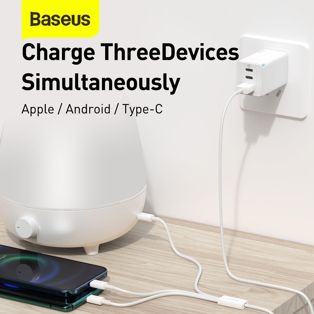 Baseus Superior Series USB-A to M+L+C Charging Cable White