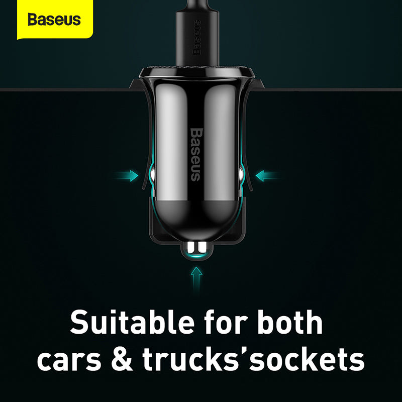 Baseus Grain Pro Car Charger (Black/White) - 2A