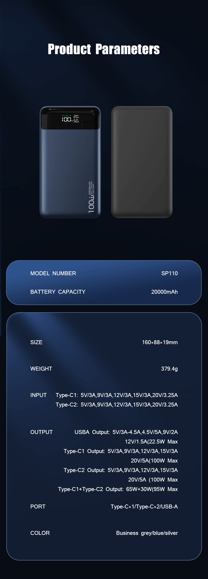 Tancotx VoltEdge 20K 100W Fast Charging Power Bank