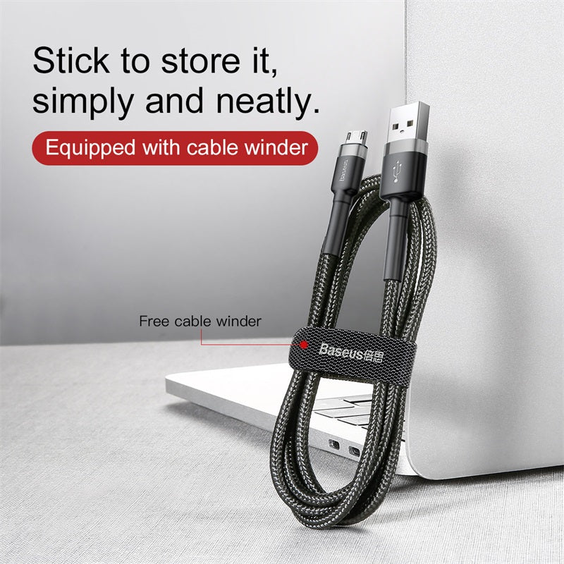 Baseus cafule Cable USB For Micro 2.4A 0.5m Gray+Black