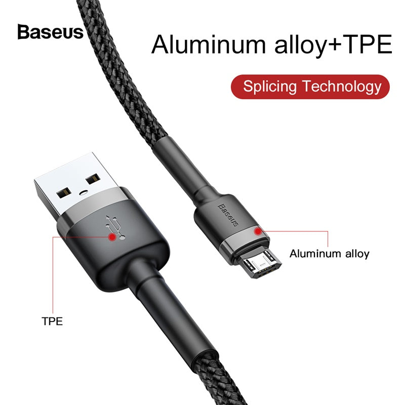 Baseus cafule Cable USB For Micro 2.4A 0.5m Gray+Black