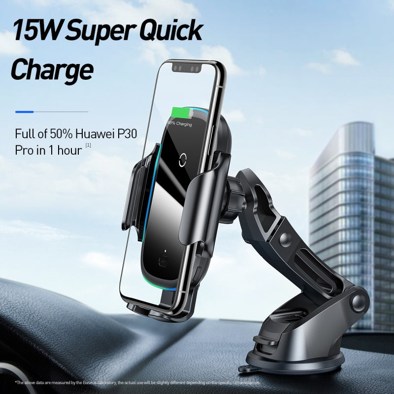 Baseus Light Electric Holder Wireless Charging Car Mount 15W (Qi) Black