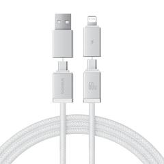 Baseus Versatile Two-for-Two 4-in-1 Fast-Charging Cable | USB-A & USB-C to USB-C & Lightning | PD 60W (1 m / 2 m, Cosmic Black)