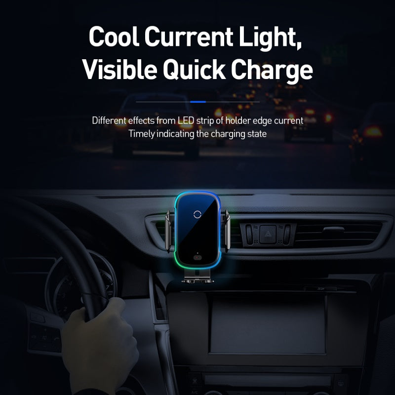 Baseus Light Electric Holder Wireless Charging Car Mount 15W (Qi) Black