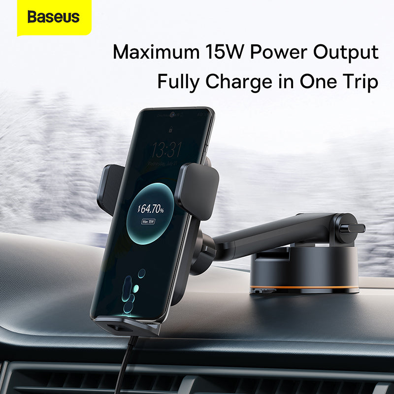 Baseus Wisdom Induction Charger Car Mount On The Dashboard (Suction Cup) -Black