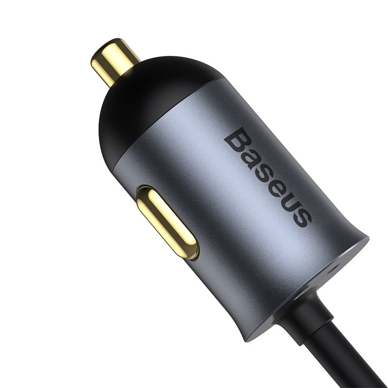 Baseus Share Together PPS Multi-port Fast Charging Car Charger with Extension Cord 120W 2U+2C-Gray