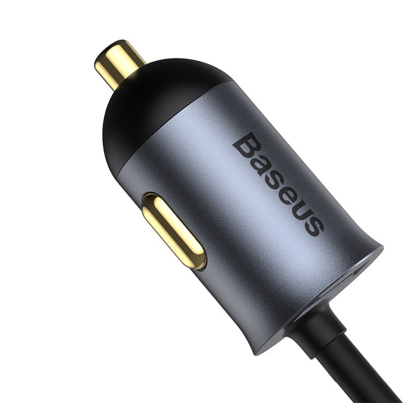 Baseus Share Together PPS Multi-port Fast Charging Car Charger with Extension Cord 120W 3U+1C-Gray