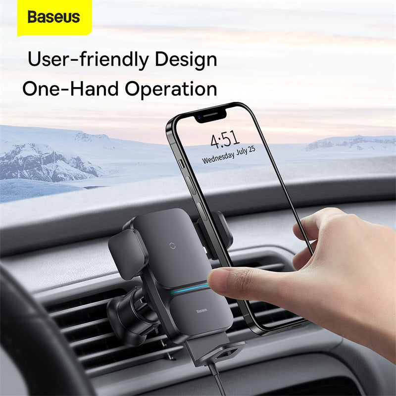 Baseus Wisdom Induction Charger Car Mount On The Dashboard (Suction Cup) -Black