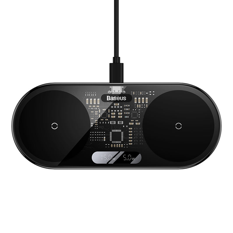 Baseus Digital LED Display 2in1 Wireless Charger 20W Black Universal version