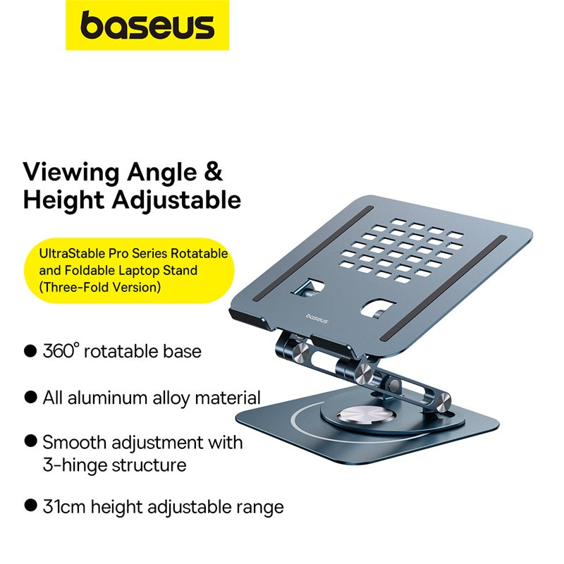 Baseus UltraStable Pro Series Rotatable & Foldable Laptop Stand – Three-Fold Version | Space Grey