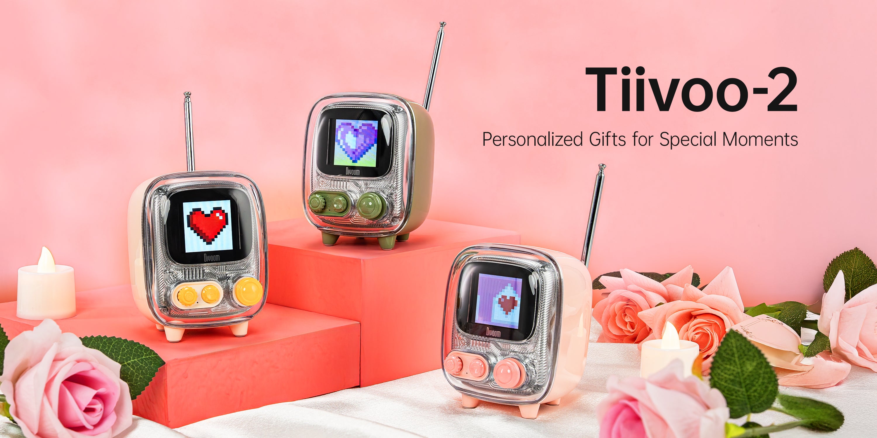 Divoom Tiivoo-2 Bluetooth Speaker & Album – Retro Pixel Art Audio Set | AU Stock