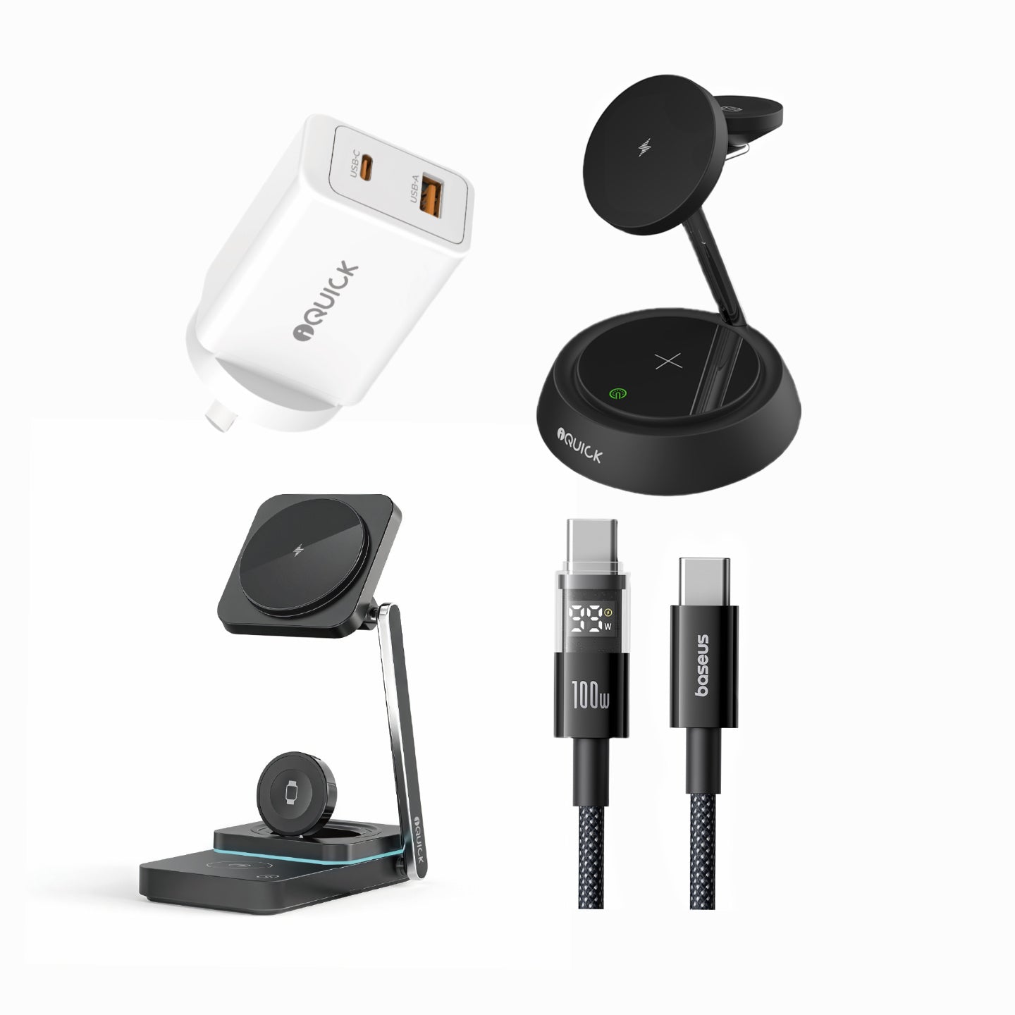 iQuick Twig + T6 Wireless Chargers + 45W GaN Adapter | Smart Power Sync Super Fast Charging Bundle