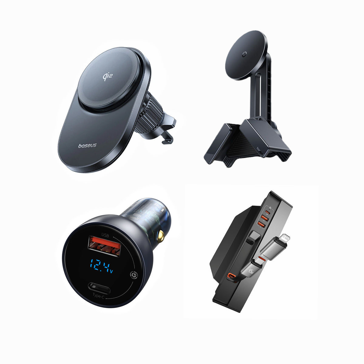 Baseus VC1 Pro + Light Electric Holder + 65W PPS Display Charger + T-Space HUB + T-Space TC1 Mount | EV Interior Smart Power & Mount Bundle