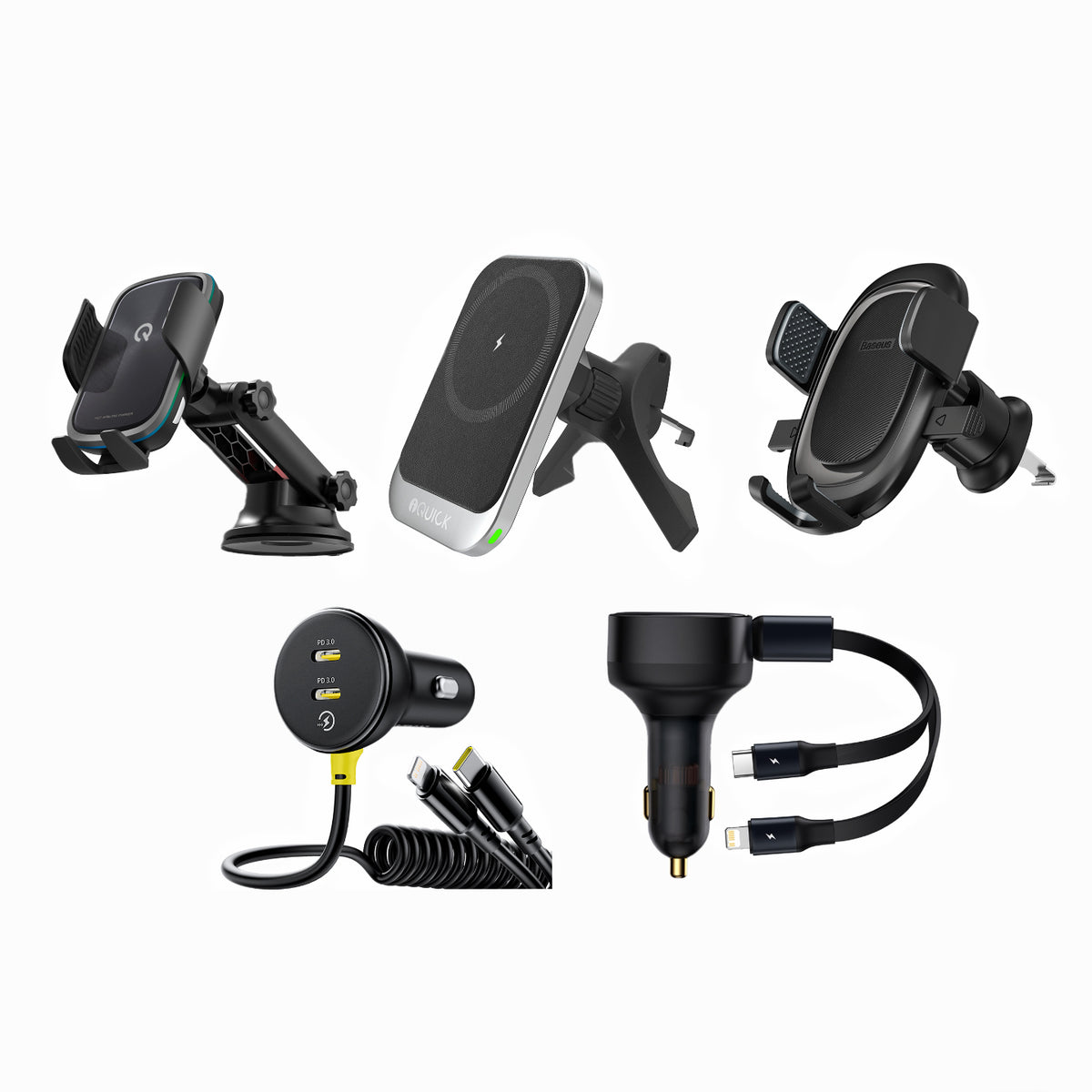 Baseus Ultra Control + iQuick Q5 + iMG1 + Retractable 30W Charger | Essential Safe Fast-Charge Car Bundle