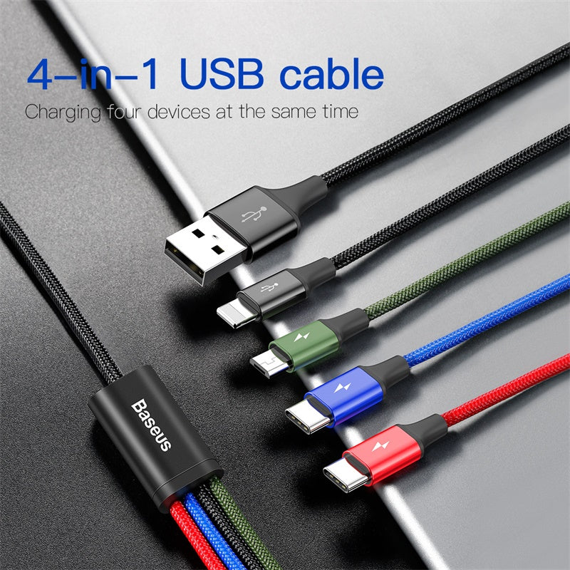 Baseus Fast 4-in-1 Cable For 3.5A 1.2m Black