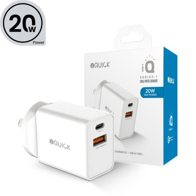 iQuick 2-Port Charger 20W (White)