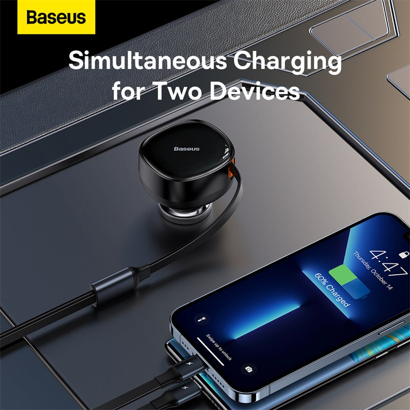 Baseus Enjoyment Pro 2-in-1 Car Charger (Black) - C+L